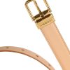Beige Calfskin Leather Gold Metal Buckle Belt - Image 4