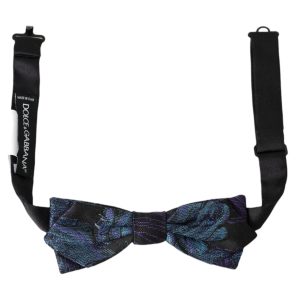 Black Blue Brocade Adjustable Neck Men Bow Tie