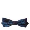 Black Blue Brocade Adjustable Neck Men Bow Tie - Image 4