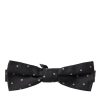 Black White Polka Dot Silk Men Neck Bow Tie - Image 5