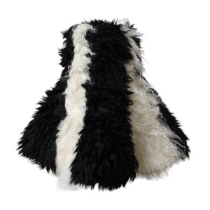 Black White Stripes Mohair Fur Bucket Hat