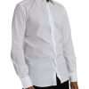 White Logo Cotton Men Dress GOLD Shirt - Image 2