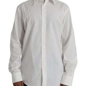 White Cotton Dress Slim Fit GOLD Shirt