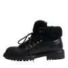 Black Leather Bernini Shearling Boots Shoes - Image 5