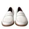 White Leather Slip On Mocassin Loafers Shoes - Image 2