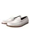 White Leather Slip On Mocassin Loafers Shoes - Image 3