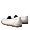 White Leather Slip On Mocassin Loafers Shoes - Image 4
