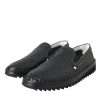 Black Woven Buffalo Leather Men Loafers Shoes - Image 3