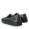 Black Woven Buffalo Leather Men Loafers Shoes - Image 4
