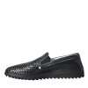 Black Woven Buffalo Leather Men Loafers Shoes - Image 5