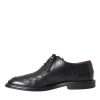 Black Leather Oxford Wingtip Formal Men Shoes - Image 5