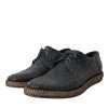 Black Woven Goat Leather Lace Up Derby Shoes - Image 3