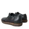 Black Woven Goat Leather Lace Up Derby Shoes - Image 4