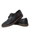 Black Woven Goat Leather Lace Up Derby Shoes - Image 7