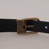 Beige Velvet Leather Gold Tone Metal Buckle Belt - Image 7