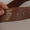 Brown Wide Waist Leather Gold Oval Metal Buckle Belt - Image 5