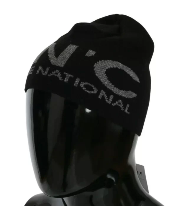 Black Wool Blend Branded Beanie Hat - Image 3
