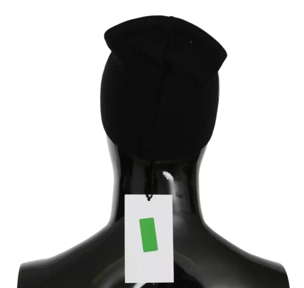 Black Wool Blend Branded Beanie Hat - Image 4