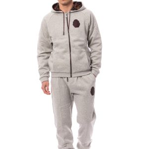 Elegant Gray Cotton Sweatsuit Ensemble