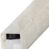 Off White Patterned Silk Classic Adjustable Tie - Image 3