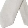 Off White Patterned Silk Classic Adjustable Tie - Image 4