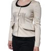 Beige Cotton Long Sleeves Round Neck Blazer Jacket - Image 3