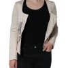 Beige Cotton Long Sleeves Round Neck Blazer Jacket - Image 7