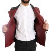 Radiant Red Leather Biker Motorcycle Jacket - Image 5