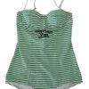 White Green Stripes One Piece Beachwear Swimwear - Image 6