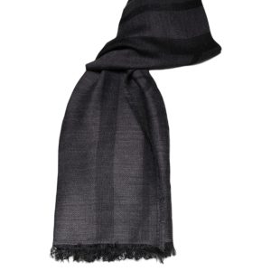 Dark Gray Wool Viscose Foulard Patterned Scarf