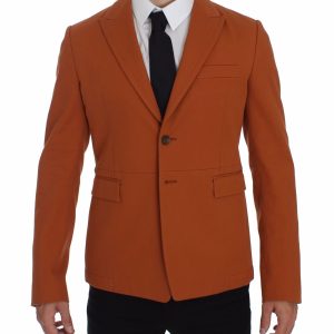 Elegant Orange Casual Cotton Blend Blazer