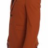 Elegant Orange Casual Cotton Blend Blazer - Image 2