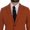 Elegant Orange Casual Cotton Blend Blazer - Image 4