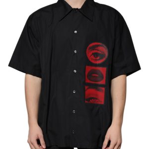 Black Eye Lip Cotton Button Down Men Shirt