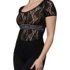 Black Logo Stripe Lace Short Sleeves Top - Image 3