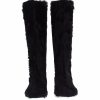 Elegant Black Fur Leather Flat Sneaker Boots - Image 2