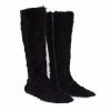Elegant Black Fur Leather Flat Sneaker Boots - Image 3