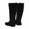 Elegant Black Fur Leather Flat Sneaker Boots - Image 4