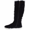 Elegant Black Fur Leather Flat Sneaker Boots - Image 5