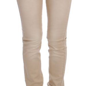 Beige Cotton Stretch Slim Fit Jeans