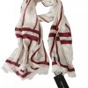 White Red Printed Wrap Shawl Modal Scarf - Image 6
