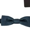 Blue 100% Silk Adjustable Neck Bow Tie Mens - Image 3