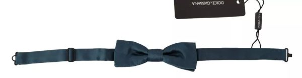 Blue 100% Silk Adjustable Neck Bow Tie Mens - Image 3