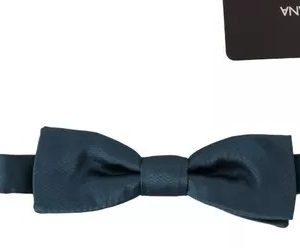 Blue 100% Silk Adjustable Neck Bow Tie Mens