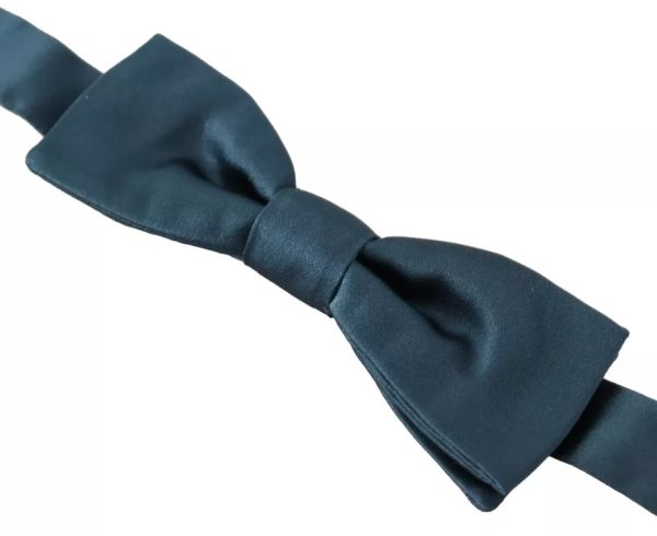 Blue 100% Silk Adjustable Neck Bow Tie Mens - Image 5
