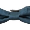 Blue 100% Silk Adjustable Neck Bow Tie Mens - Image 6