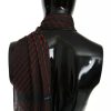 Black Red Viscose Foulard Branded Scarf - Image 4