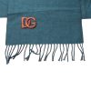 Blue Green Wool Fringes Wrap Shawl Scarf - Image 3