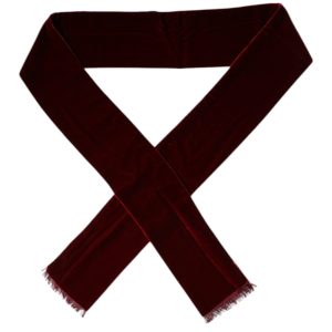Maroon Silk Fringes Skinny Neck Wrap Scarf