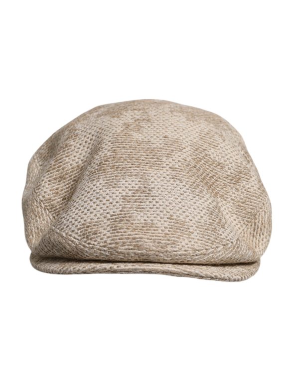 Beige Floral Linen Newsboy Hat - Image 2
